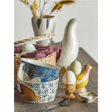 Bloomingville Hezha Schüssel in Blau, 460ml, aus Steingut mit Vogelmotiv