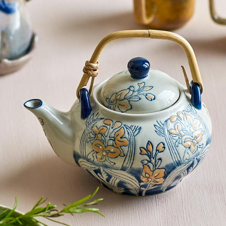 Bloomingville Myah Teekanne Steingut blau 800 ml mit Sieb