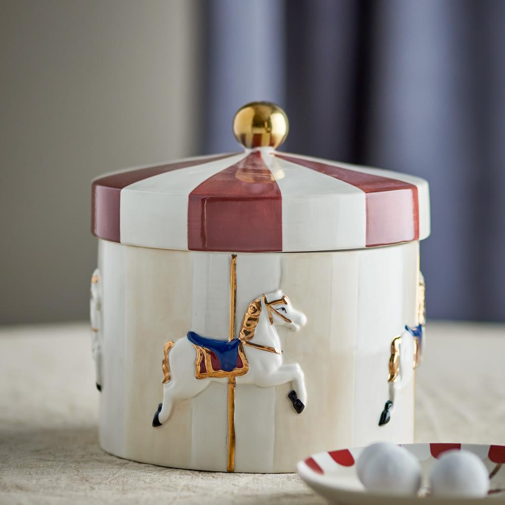 Bloomingville Merry-go-round Keksdose, Bunt, Steingut Vorratsdose 1880 ml