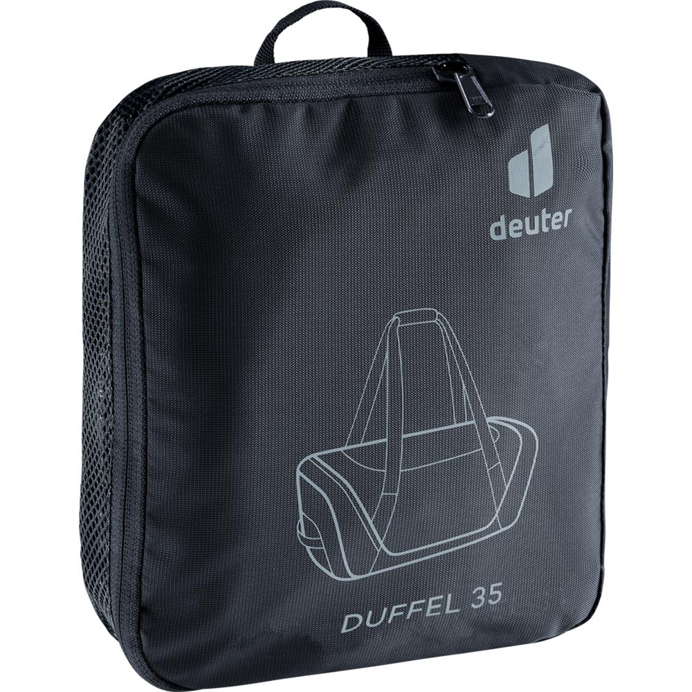 deuter Duffel 35, Reisetasche, black (schwarz), 35L, Duffelbag mit Seitentasche, Netzinnentasche