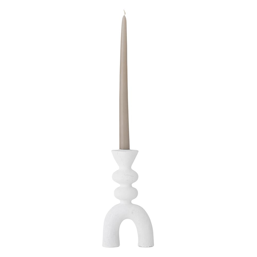 Bloomingville Syra Kerzenhalter Weiß Polyresin L11xH21xW5 cm – minimalistischer Einzelhalter