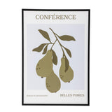 Bloomingville Poire Illustration mit Rahmen in Schwarz, 52x72cm, aus Kiefernholz