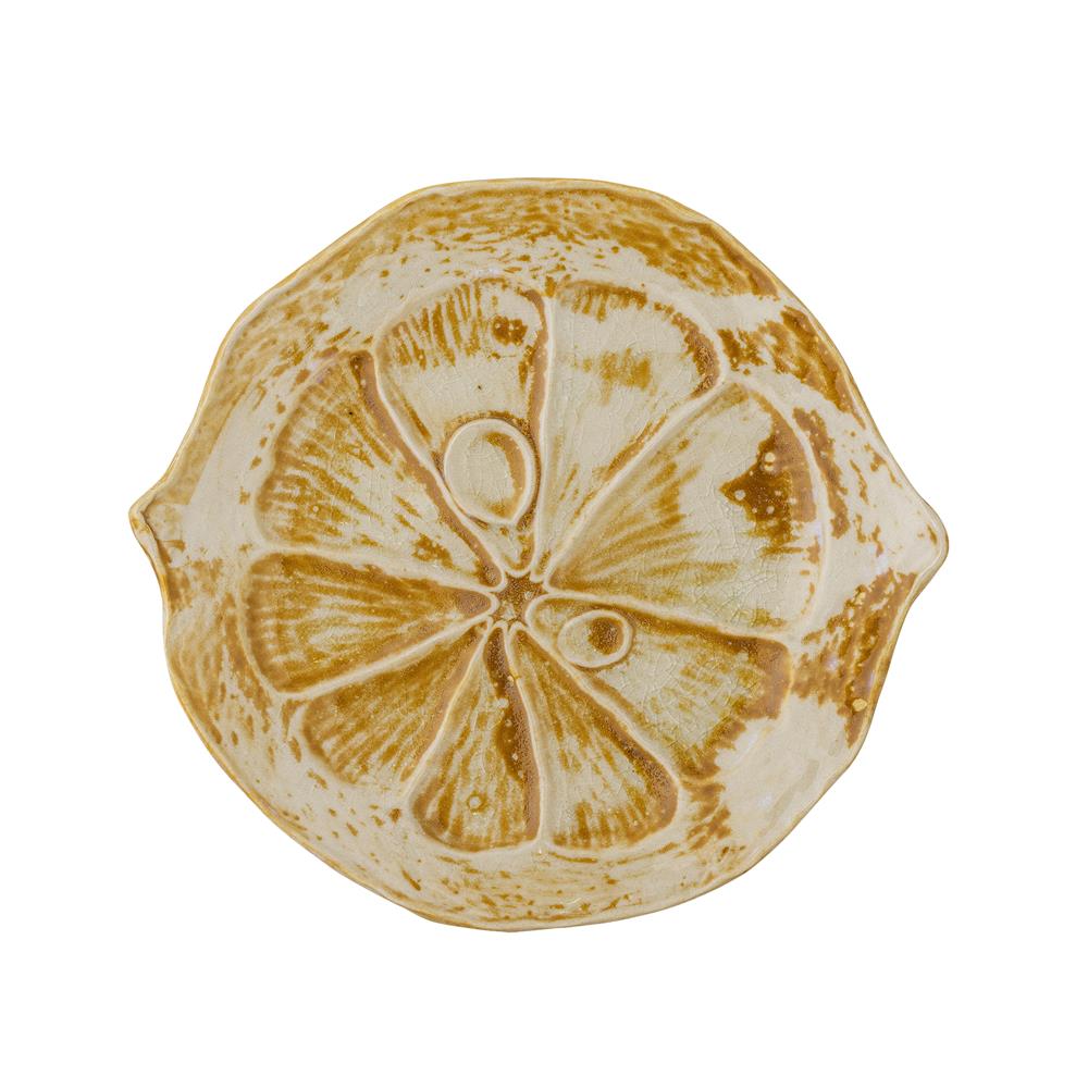 Bloomingville Golda Servierplatte aus Steingut, Braun – dekoratives Zitronen-Design