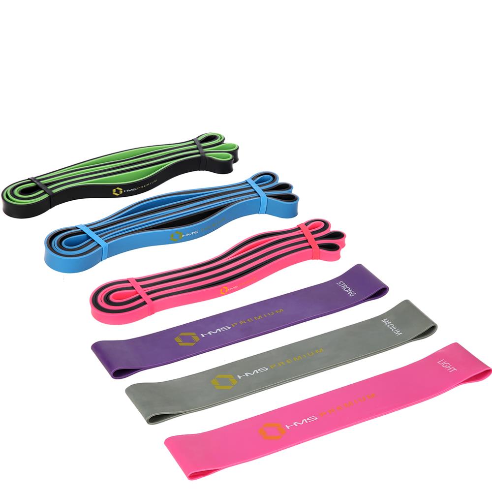 HMS Premium GU04-GU06 PRO Set Fitnessbänder Widerstandsbänder 6er Set