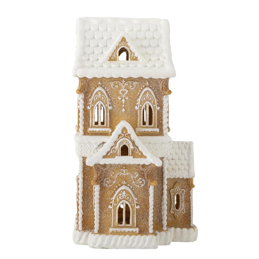 Bloomingville Kevin Lebkuchenhaus, Braun, Weihnachtsdeko mit LED-Licht