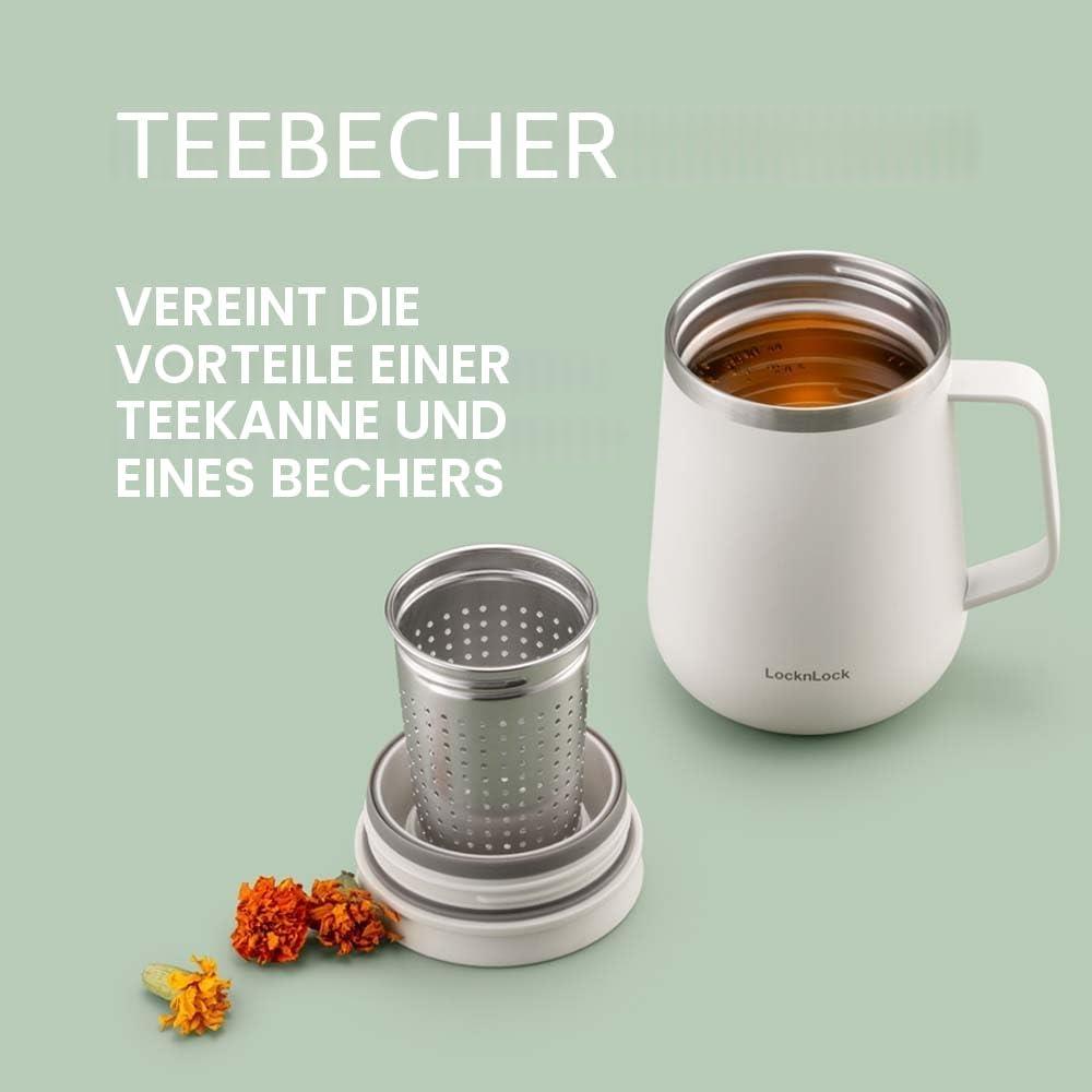 LocknLock Metro Teetasse 400 ml Violett - Thermobecher mit Teesieb Edelstahl auslaufsicher