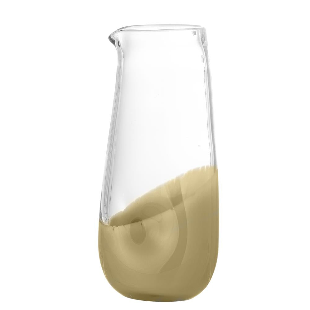 Bloomingville Ballard Krug aus Glas, Natur – eleganter Glaskrug mit goldenem Boden