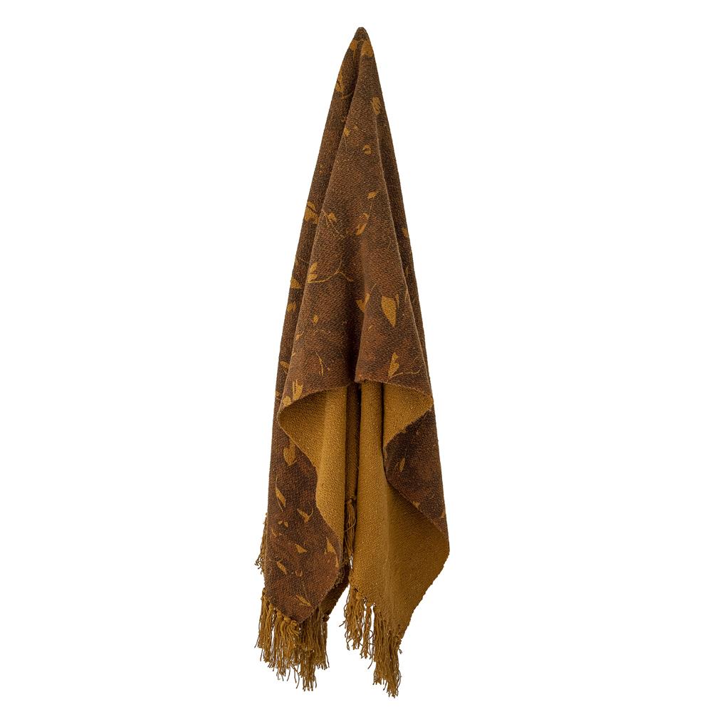 Bloomingville Ganja Decke Braun 160x130 cm – Recycelte Baumwolle mit Fransen