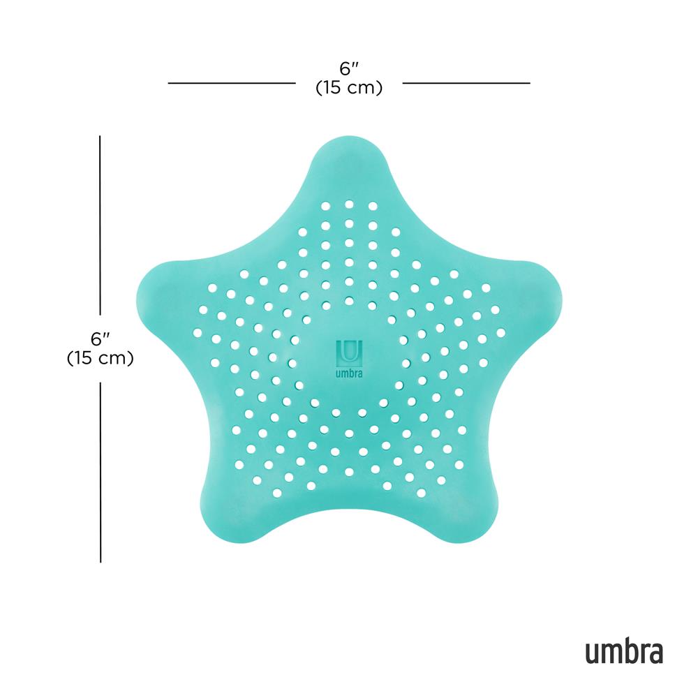 Umbra Starfish Abfluss Haarfänger mit Saugnäpfen, Silikon Abflusssieb, in Türkis