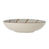 Bloomingville Heikki Schale – große Steingutschale, handbemalt in Braun & Blau, Ø 32 cm