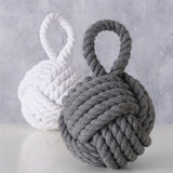 BOLTZE Zuber Knoten Türstopper Fensterstopper Buchstütze Maritimes Design | 2 Stück Grau/Weiß