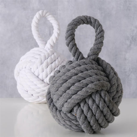 BOLTZE Zuber Knoten Türstopper Fensterstopper Buchstütze Maritimes Design | 2 Stück Grau/Weiß