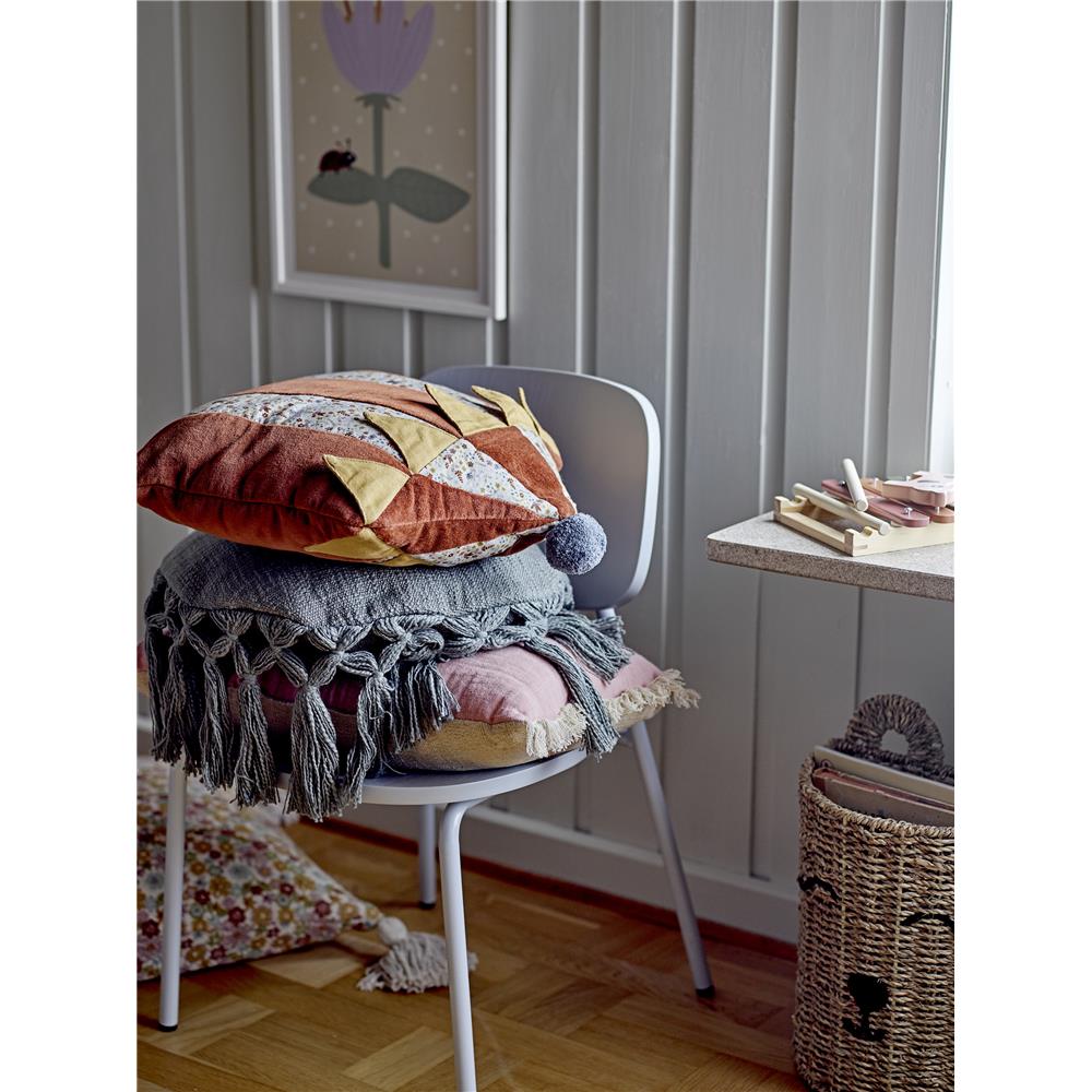 Bloomingville MINI Kissen Elinna Grau 35,5 cm Baumwolle Quasten Dekokissen Kuschelkissen dänisches Design