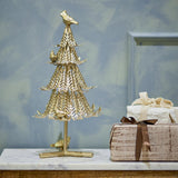 Bloomingville Kiruna Deko Baum gold aus Metall Weihnachtsdeko Tischdeko mit Vögeln 35 cm