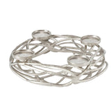 BOLTZE Kerzenleuchter Ringval Adventskranz 40cm Kerzenhalter Silber Skandinavisches Design
