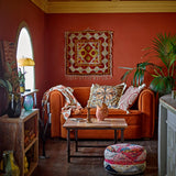 Bloomingville Asu Kissen Braun – Dekokissen 50x50 cm mit floralem Print & Fransen