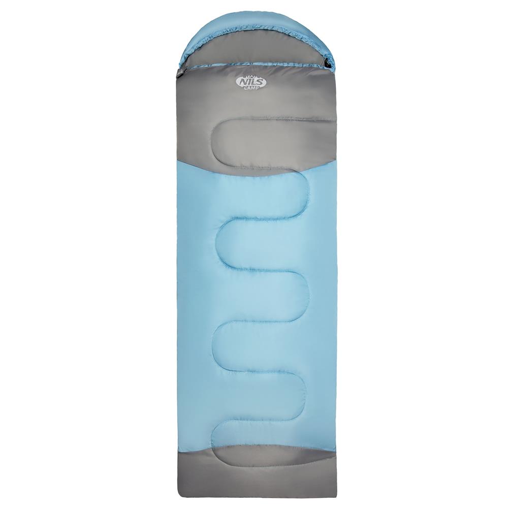 NILS CAMP Schlafsack Größe M Hellblau-Grau - Mumienschlafsack für Outdoor, Trekking & Camping