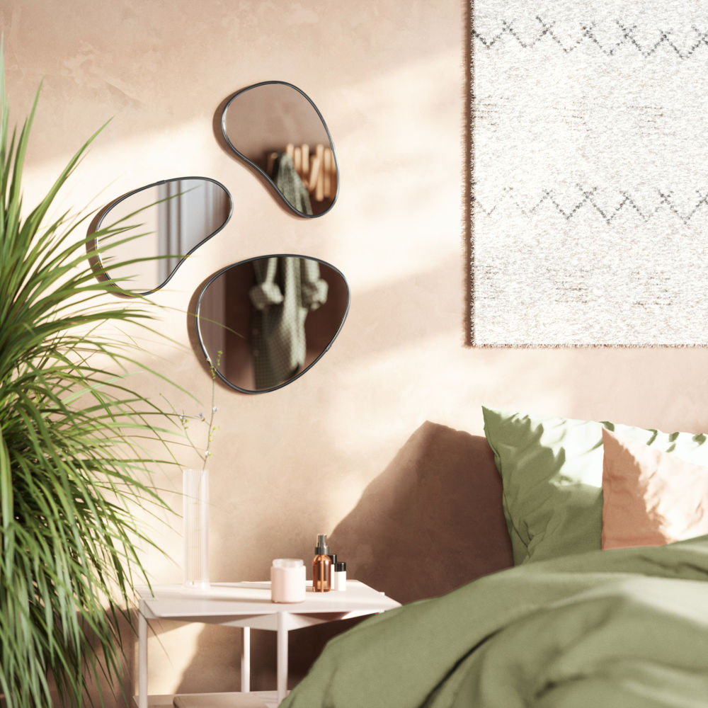 Umbra Hubba Pebble Wandspiegel Set, 3-teilig, mit organischer Form