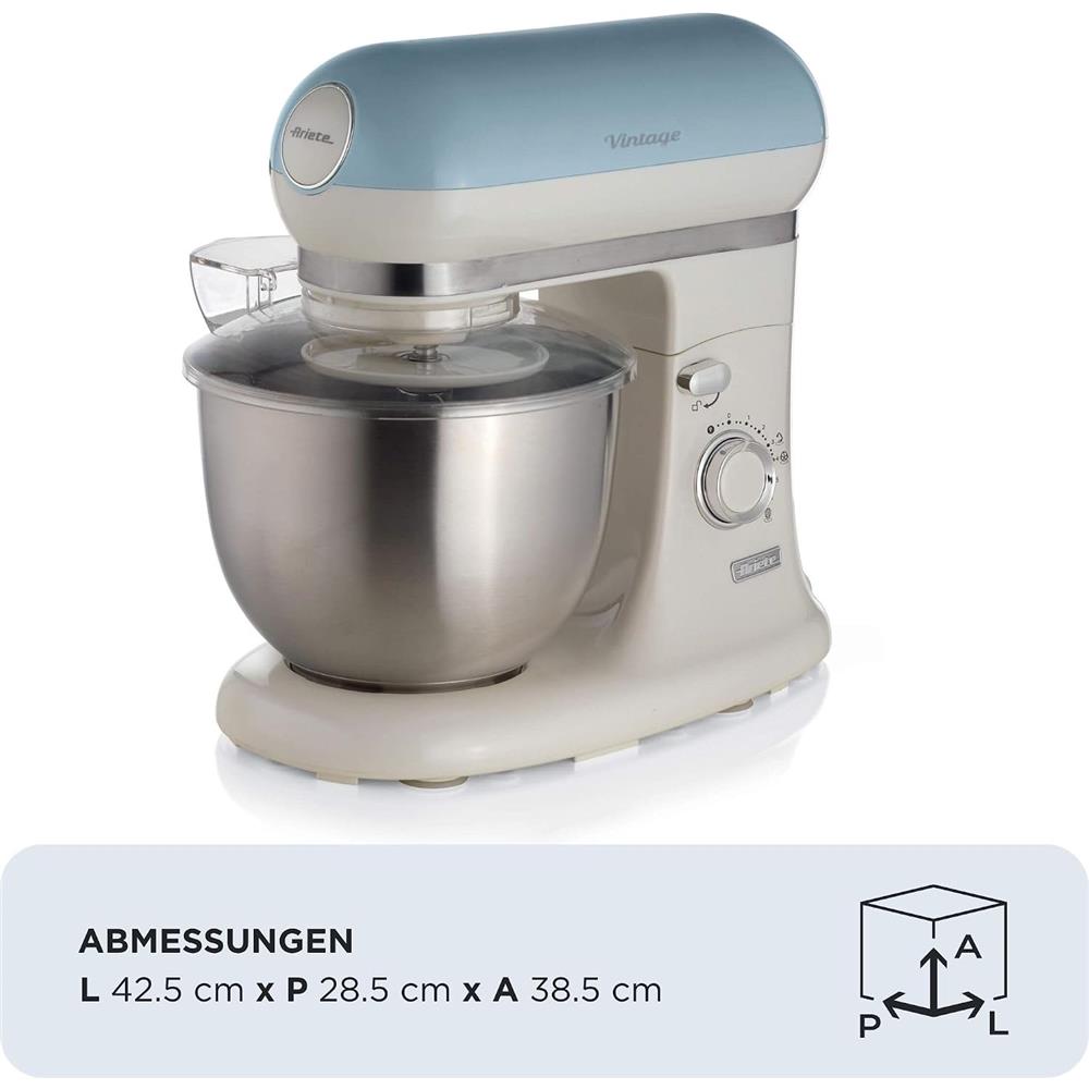 Ariete Vintage Küchenmaschine, Blau, 5,5-L-Schüssel, Knet- und Rührmaschine, Groß