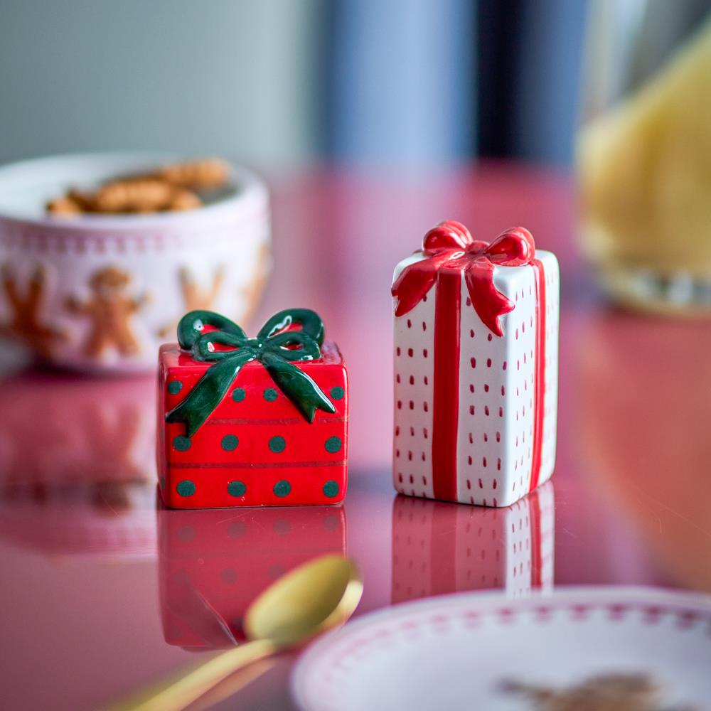 Bloomingville Marnia Salz- und Pfefferset Bunt Keramik 2er Set Weihnachtsdeko