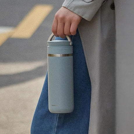 LocknLock Metro Thermobecher 475 ml Navy - Edelstahl Tumbler auslaufsicher mit Griff