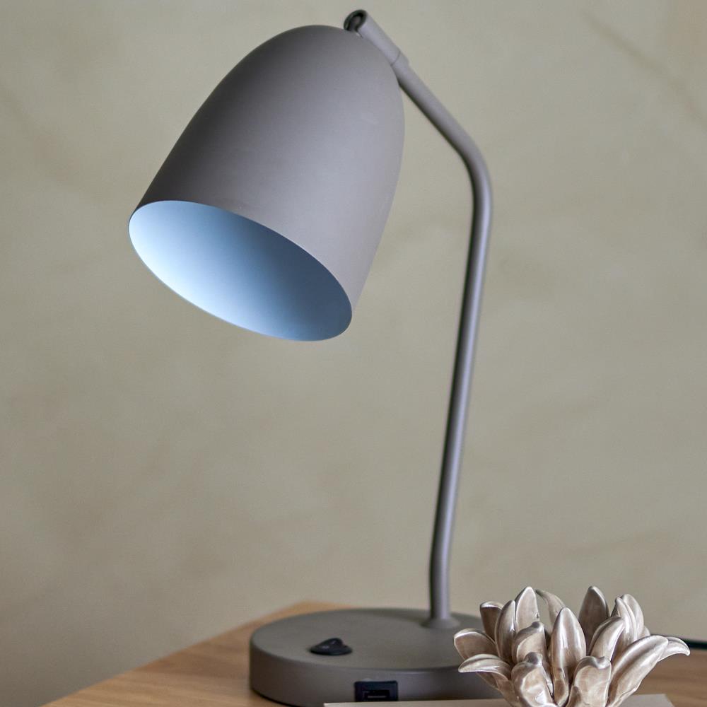 Bloomingville Lemar Tischlampe Grau Metall L26xH37xW15 cm – minimalistische Arbeitslampe