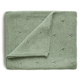 Mushie Gestrickte Babydecke Pointelle, Sage Melange, aus 100% Bio-Baumwolle