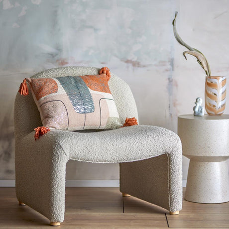 Bloomingville Lanzo Kissen Bunt – Dekokissen 50x35 cm mit Print & Quasten