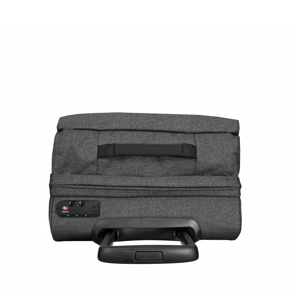 Eastpak TRANS4 S, Kleiner Reisetrolley, Black Denim (grau), 44L, Rollkoffer mit 4 Rädern und TSA-Schloss