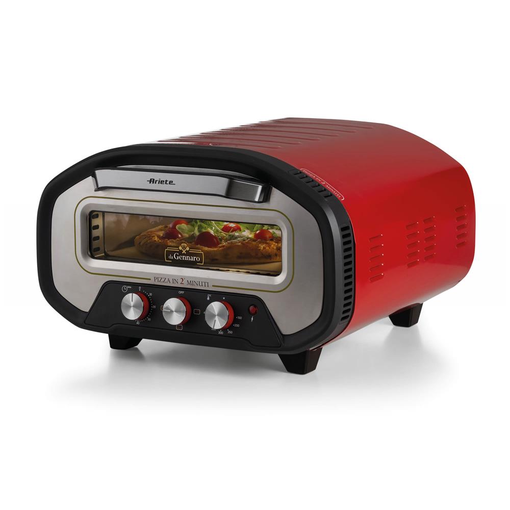 Ariete Da Gennaro Pizzaofen, Rot, mit Pizzastein, bis 430 Grad, 2200W