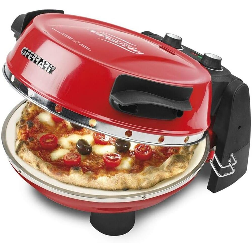 G3Ferrari elektrischer Pizzaofen Napoletana mit Pizzastein rot Pizzamaker 1200W für Pizza Ø 31cm