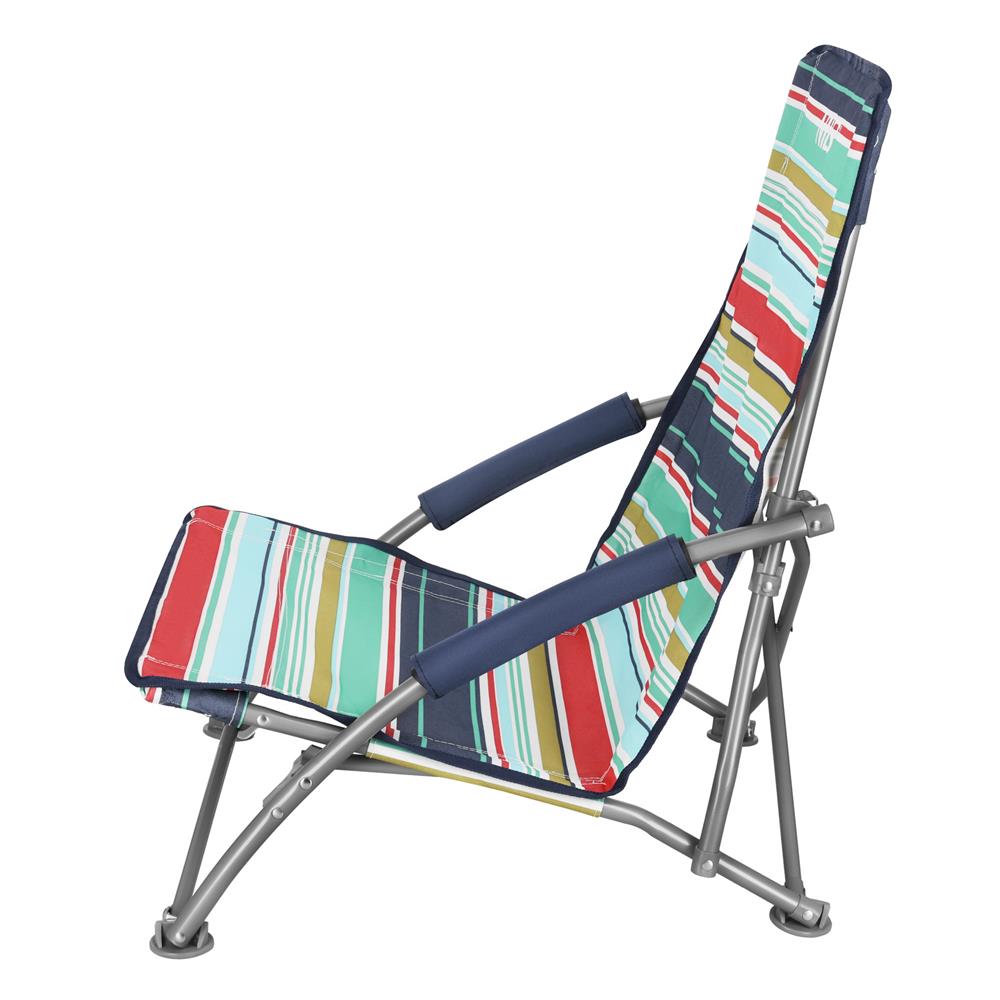 NILS Strandstuhl Blau-Rot gestreift- bequemer klappbarer Campingstuhl für Garten, Strand & Outdoor