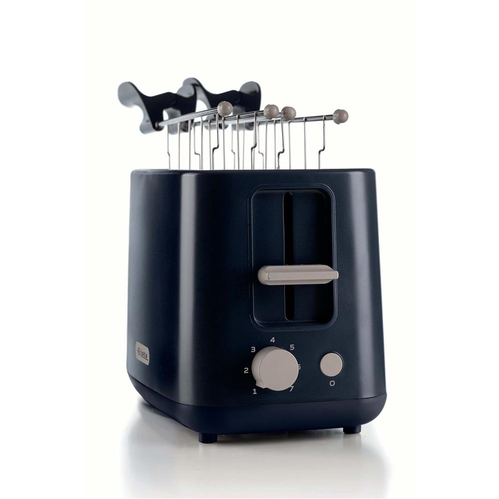 Ariete Breakfast Toaster, Dunkelgrau, 2-Scheiben-Toaster mit Sandwichzangen, Klassisches Design