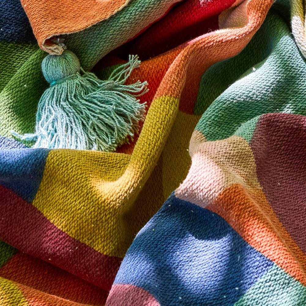 Bloomingville MINI Colorine Decke Bunt Baumwollmix 160x130cm Kinder