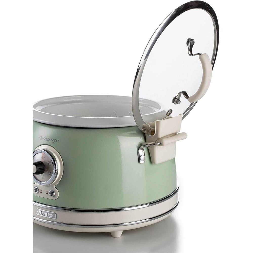 Ariete Vintage Reiskocher, Grün, 3,5L, Slow Cooker, Dampfgarer, 5 Programme, Keramikschüssel