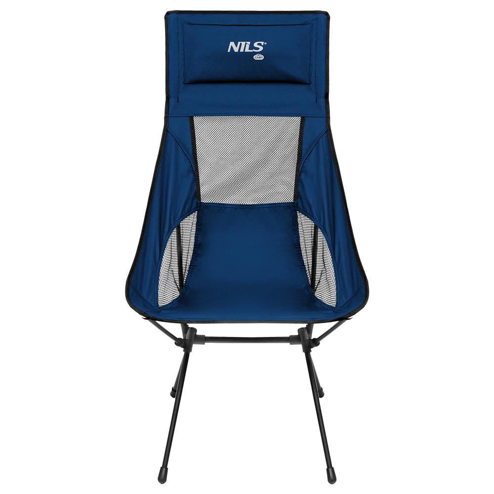 NILS CAMP ultraleichter Klappstuhl in Marineblau - kompakter Campingstuhl mit hoher Rückenlehne