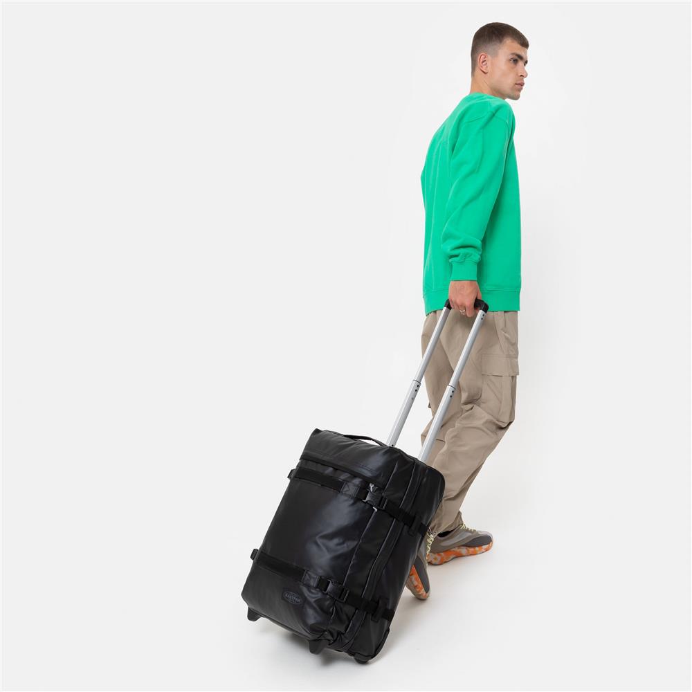 Eastpak TRANSIT'R S, Kleiner Reisetrolley, Tarp Black (schwarz), 42L, Rollkoffer mit 2 Rädern und TSA-Schloss