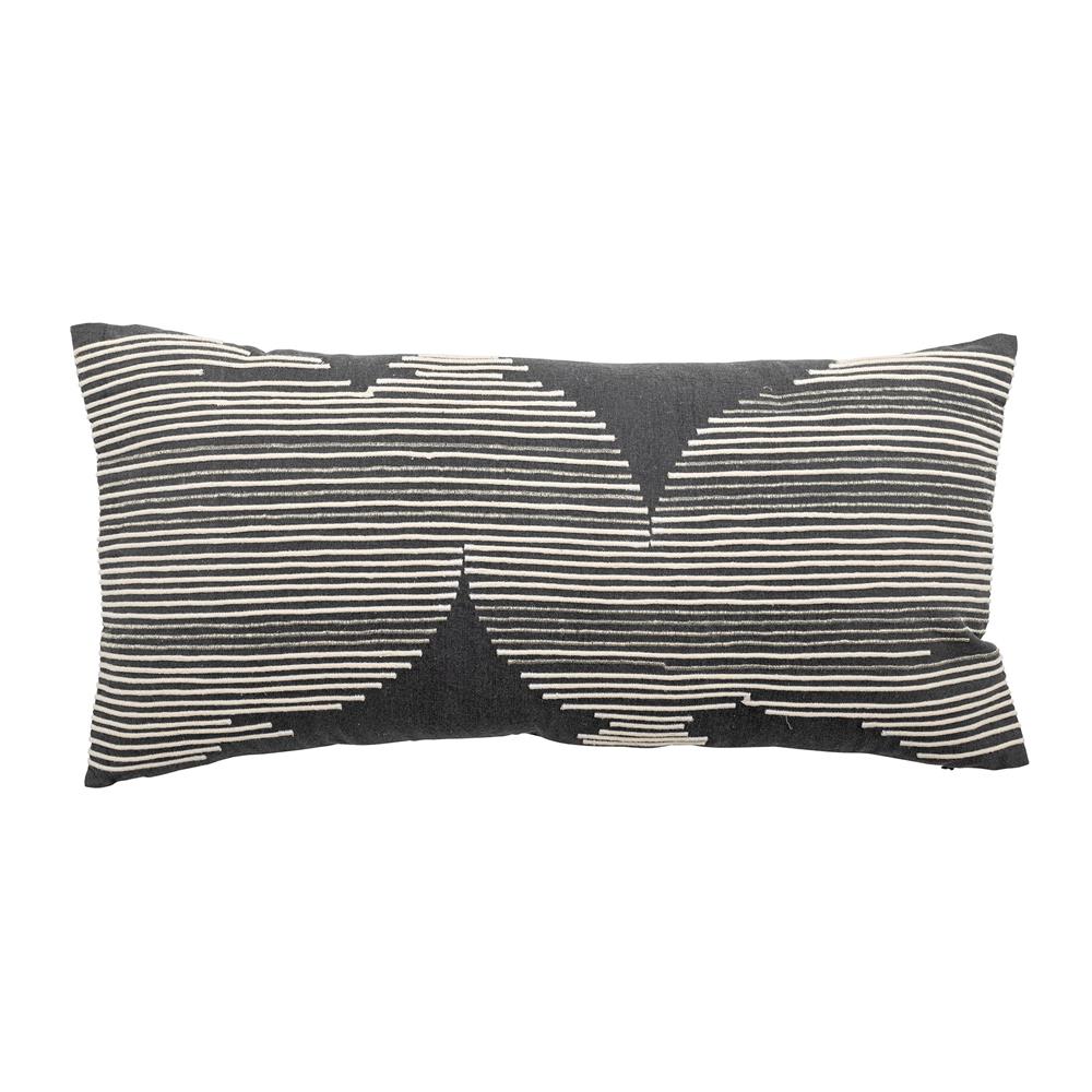 Bloomingville Brechia Kissen, Grau, Baumwolle, 60x30 cm, gestreift, waschbar, dekorativ