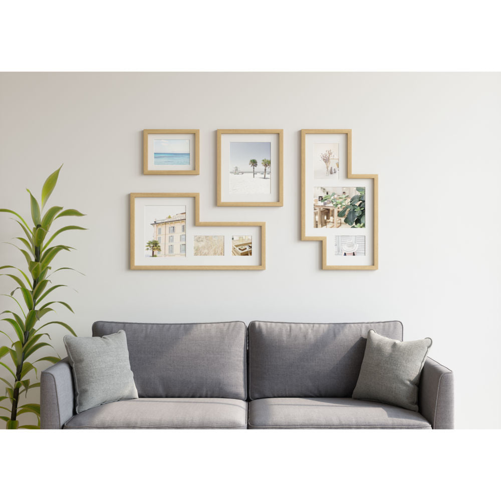 Umbra Mingle Galerie Bilderrahmen-Set und Fotocollage in Natur, 4-teilig