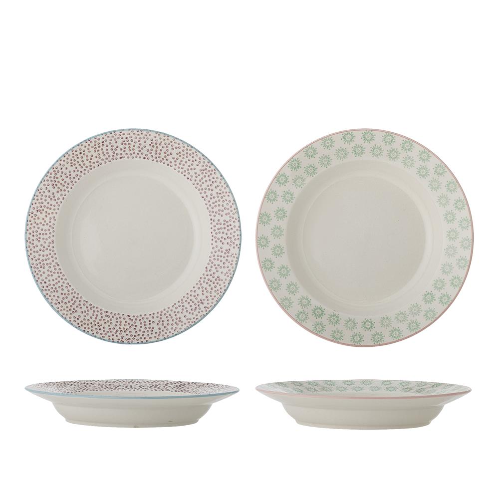 Bloomingville Patrizia Teller, 2er Set, 25cm, Steingut, dänisches Design