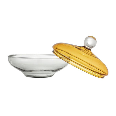 Bloomingville Danni Schale mit Deckel Gelb Glas Vorratsdose Behhälter Gefäß Dose dänisches Design