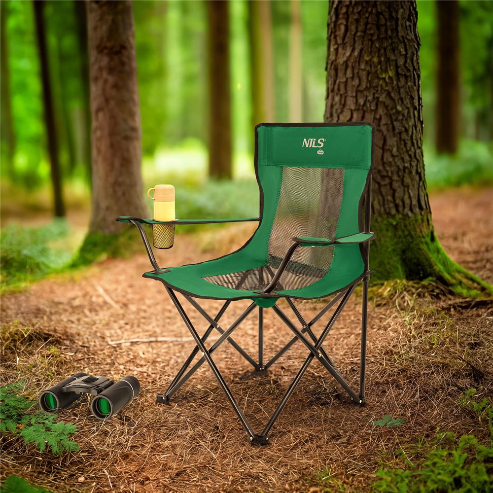 NILS CAMP Campingstuhl klappbar Grün - leichter Klappstuhl für Garten, Strand, Festival & Camping