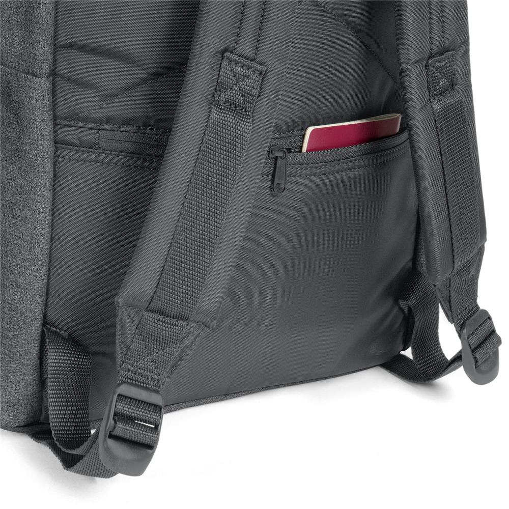 Eastpak PADDED DOUBLE, Rucksack, Black Denim (grau), 24L, mit Flaschenhalter und Laptopfach