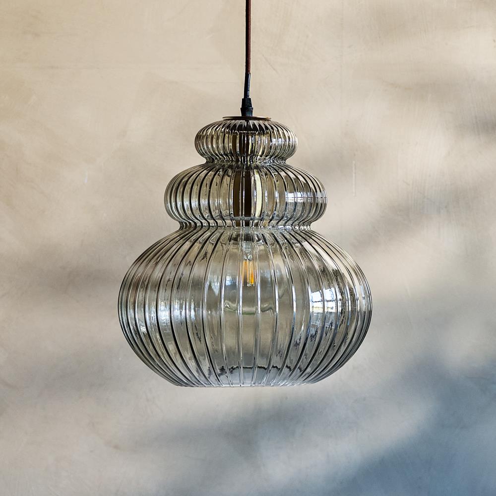 Bloomingville Sybia Hängeleuchte Grau Glas 33cm Pendelleuchte elegant