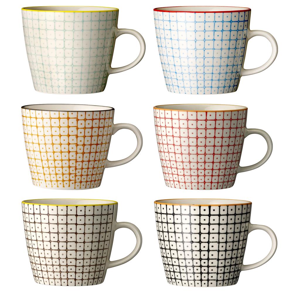 Bloomingville Carla Tassen, 6er Set, Bunt, 300ml, Steingut, dänisches Design
