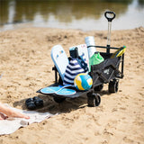 NILS CAMP Bollerwagen faltbar 160L in Schwarz - Campingwagen für Strand & Garten