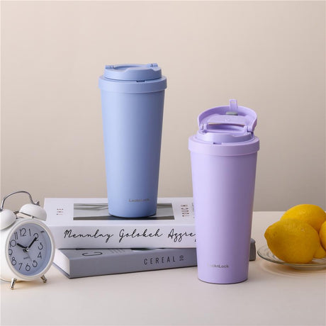 LocknLock One-Touch Clip Thermobecher 550 ml Blau - Isolierbecher To Go Edelstahl