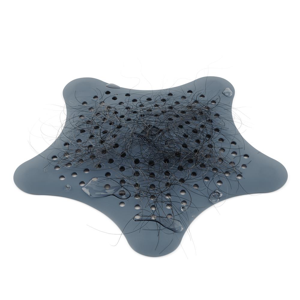 Umbra Starfish Abfluss Haarfänger mit Saugnäpfen, Silikon Abflusssieb, in Schieferblau