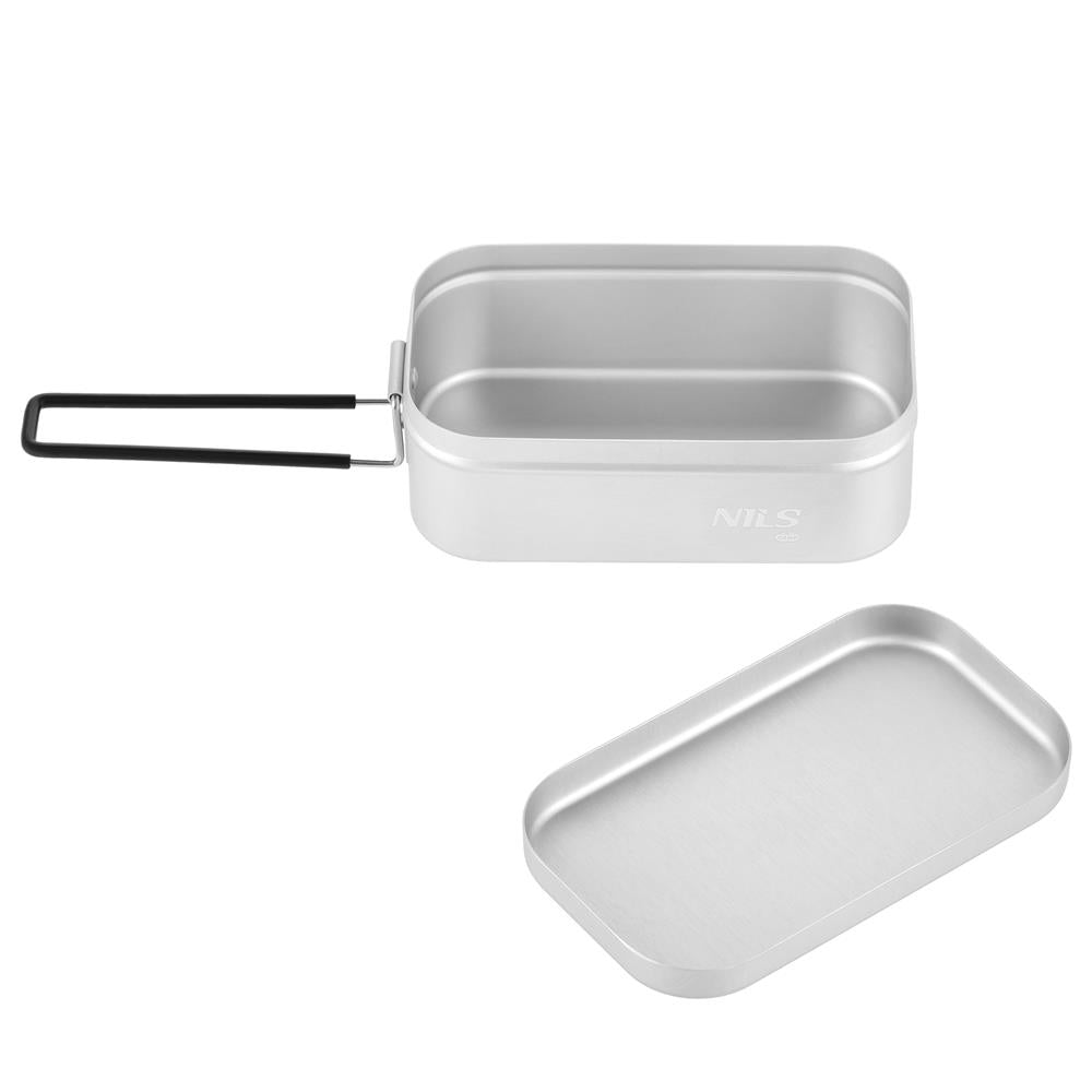 NILS CAMP Camping Essgeschirr 800 ml - aluminium Outdoor Kochgeschirr mit Deckel für Camping