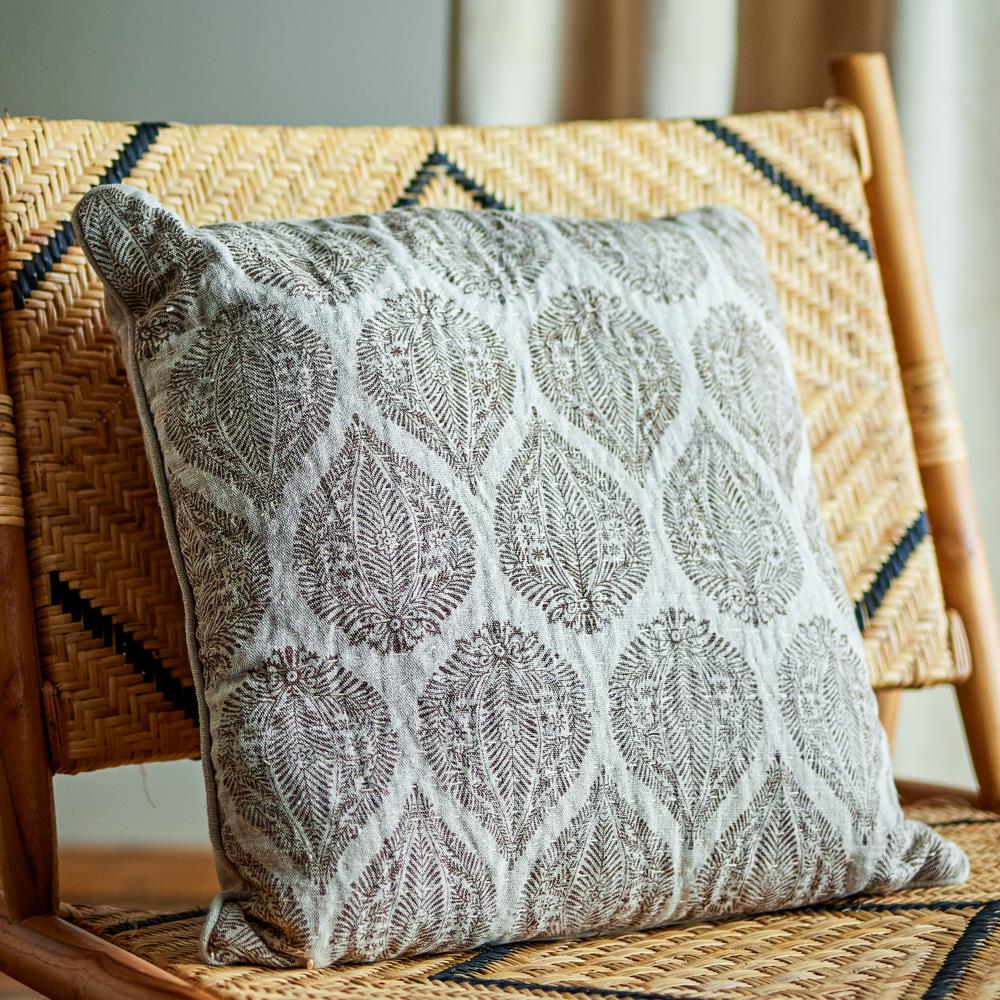 Bloomingville Cergy Kissen Braun 50x50 cm – Baumwolle/Leinen, gemustert & gemütlich